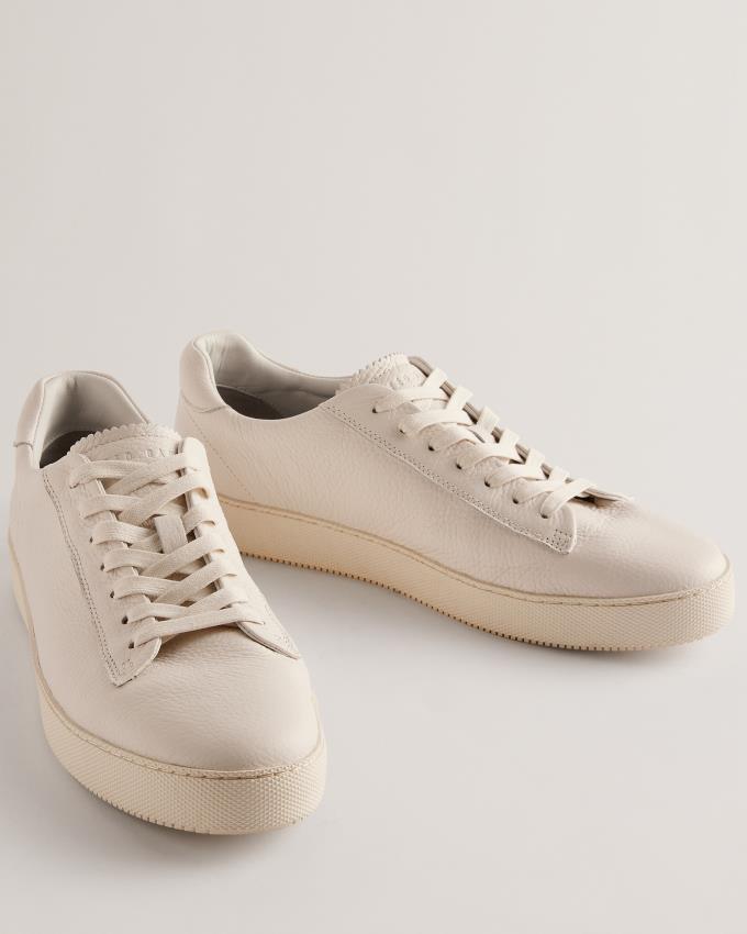 Basket Ted Baker Pebbled Leather Low Top Blanche Homme | XAU-19225780